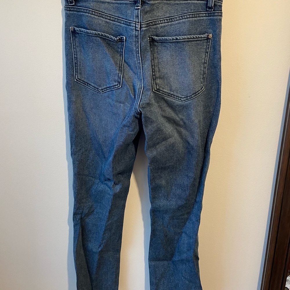 High Rise Dark Wash Distressed Mom Jeans